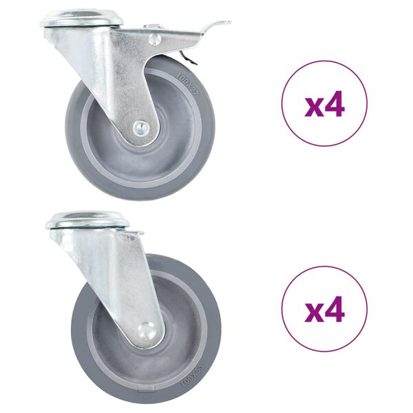 vidaXL 8 pcs Roulettes pivotantes &agrave; trou de boulon 100 mm