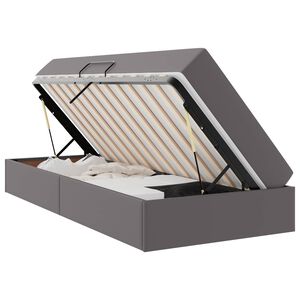 vidaXL Lit avec rangement et matelas avec stockage 2 pc Gris Cuir