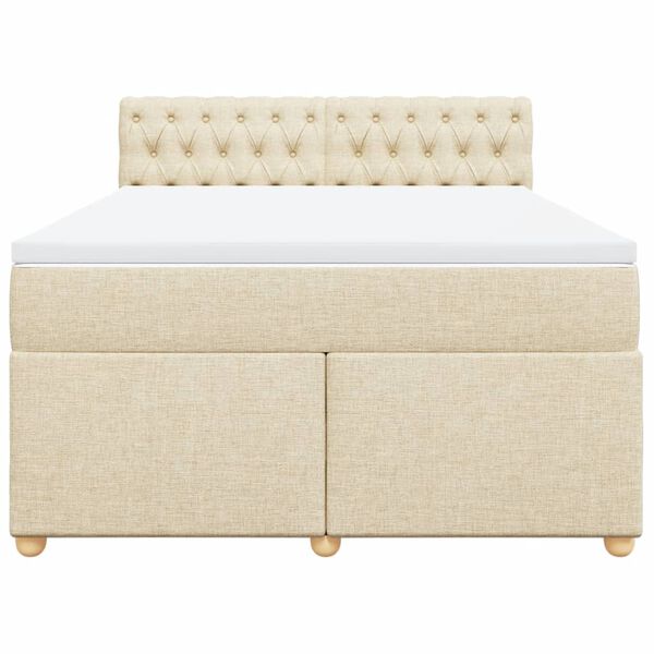 vidaXL Sommier &agrave; lattes de lit avec matelas Cr&egrave;me 140x200 cm Tissu