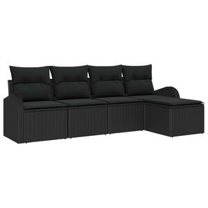 vidaXL Ensemble de Canap&eacute;s avec coussin 5 pcs Noir polyrotin