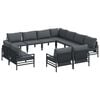 vidaXL Ensemble de canap&eacute; de jardin 11 pc Noir Acier