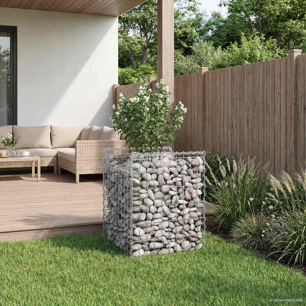 vidaXL Lit sur&eacute;lev&eacute; gabion Argent&eacute; 50 x 50 x 60 cm Acier galvanis&eacute;