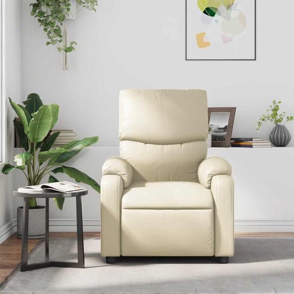 vidaXL Fauteuil inclinable de massage Crème Similicuir