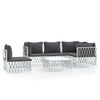 vidaXL Salon de jardin avec coussins 6 pcs blanc acier