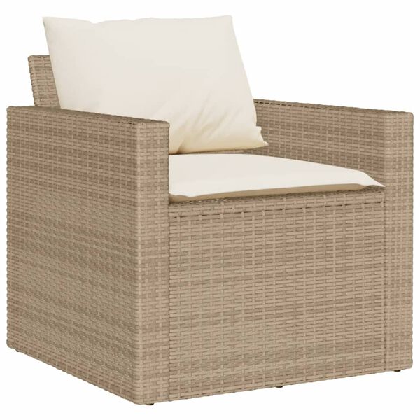 vidaXL Salon de jardin avec coussins 6 pcs beige résine tressée
