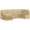 vidaXL Ensemble de canap&eacute;s d'ext&eacute;rieur 6 pcs Blanc et Beige Polyester