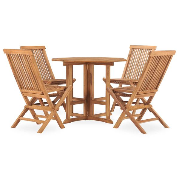 vidaXL Ensemble &agrave; manger d'ext&eacute;rieur pliable 5 pcs Bois solide de teck