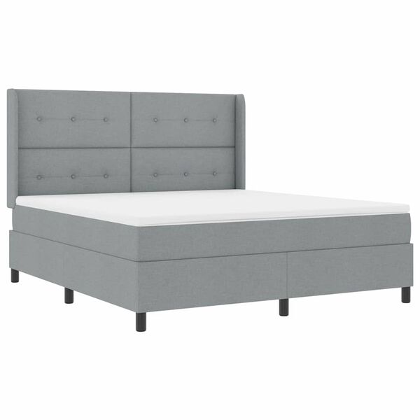 vidaXL Lit &agrave; ressorts avec matelas Gris clair 180 x 200 cm tissu