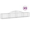 vidaXL Paniers &agrave; gabions arqu&eacute;s 9 pcs 300x30x40/60 cm fer galvanis&eacute;