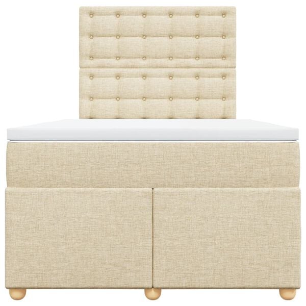 vidaXL Sommier &agrave; lattes de lit avec matelas cr&egrave;me 120x190 cm tissu