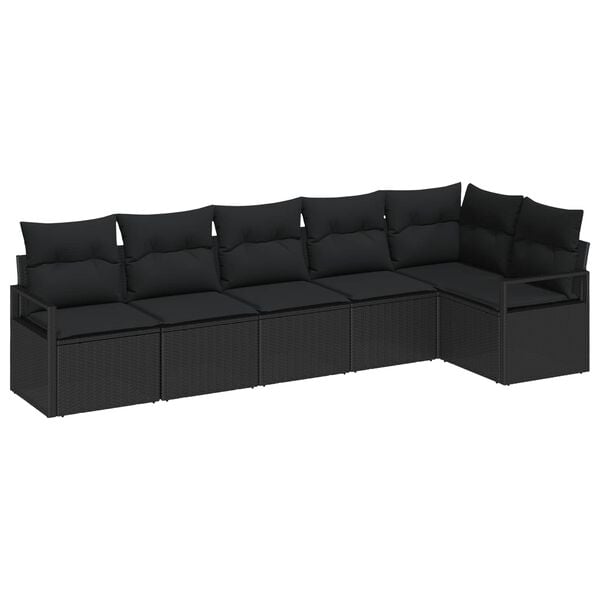 vidaXL Ensemble de canap&eacute; de jardin avec coussin 6 pcs Noir
