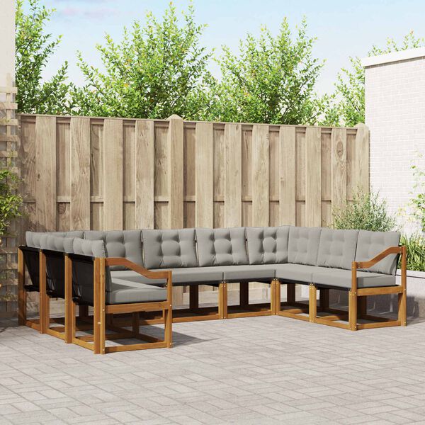 vidaXL Ensemble de canap&eacute;s d'ext&eacute;rieur 9 pcs Gris Naturel et Clair