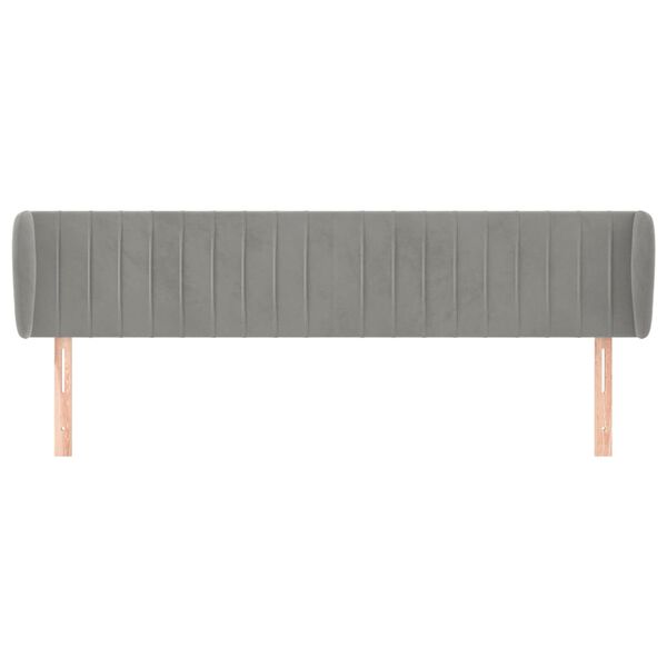 vidaXL Tête de lit avec oreilles Gris clair 203x23x78/88 cm Velours