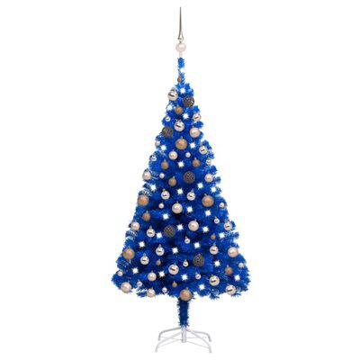 vidaXL Arbre de Noël artificiel pré-éclairé et boules bleu 180 cm PVC
