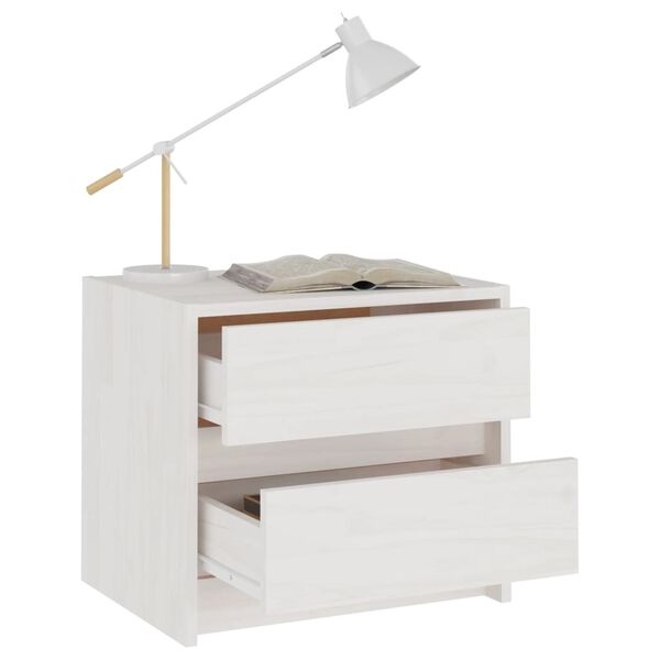 vidaXL Tables de chevet 2 pcs Blanc 40x30,5x35,5 cm Bois de pin solide