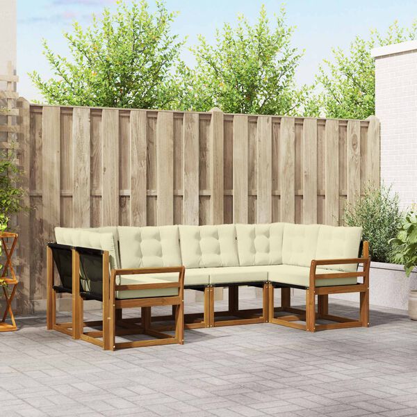 vidaXL Ensemble de canap&eacute;s d'ext&eacute;rieur 6 pcs Naturel et Cr&egrave;me