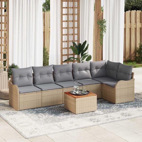 vidaXL Ensemble de canap&eacute; de jardin 7 pcs Beige et Gris clair
