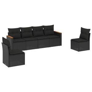vidaXL Salon de jardin 6 pcs avec coussins noir r&eacute;sine tress&eacute;e