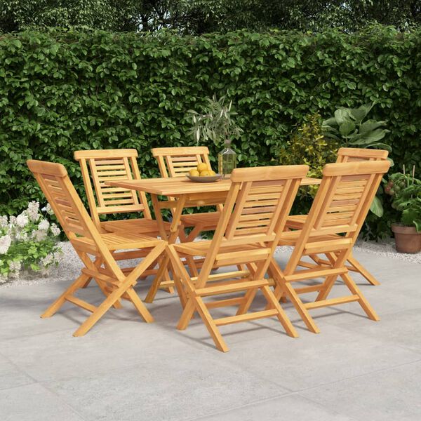 vidaXL Ensemble &agrave; manger de jardin 7 pcs Bois de teck solide