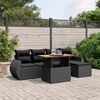 vidaXL Salon de jardin 6 pcs avec coussins noir r&eacute;sine tress&eacute;e