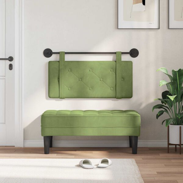 vidaXL T&ecirc;te de lit suspendue Vert clair 90 x 55 x 5 cm Velours