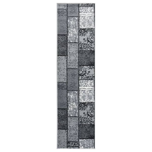 vidaXL Tapis BCF Gris avec motif de blocs 60x350 cm
