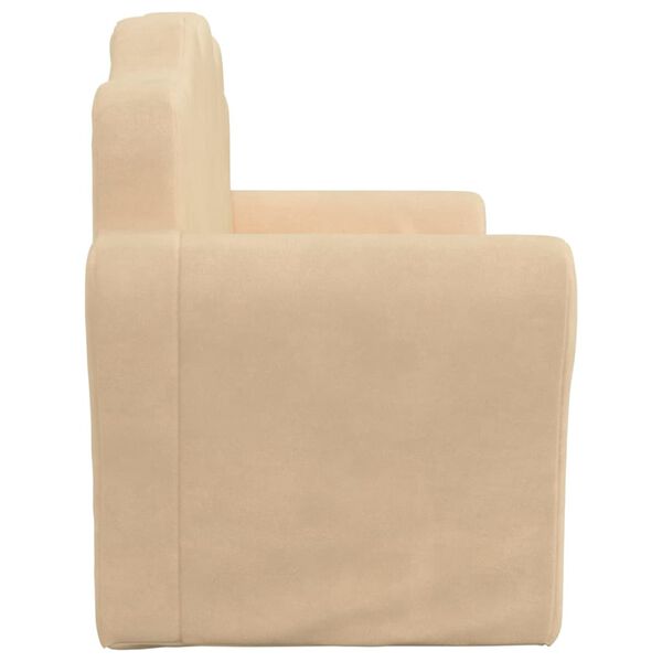 vidaXL Canap&eacute;-lit pour enfants &agrave; 2 places Cr&egrave;me Peluche douce