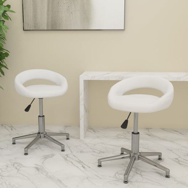 vidaXL Chaises pivotantes &agrave; manger lot de 2 blanc similicuir