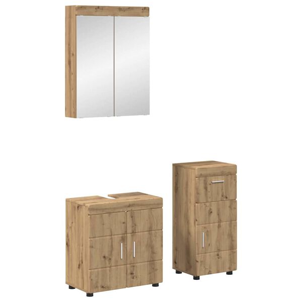 vidaXL Ensemble de mobilier de salle de bain TULUM Ch&ecirc;ne artisanal