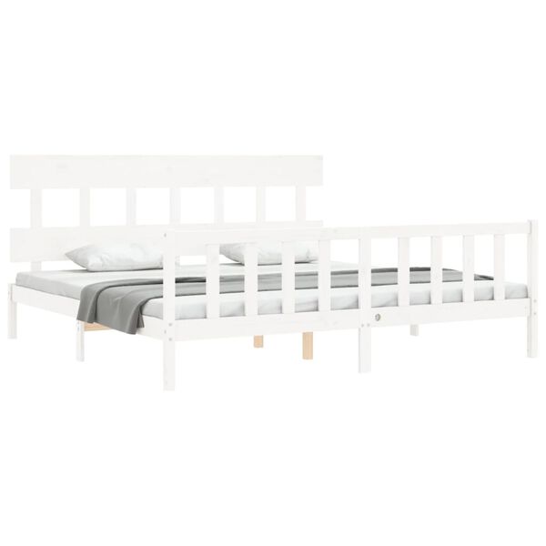 vidaXL Cadre de lit sans matelas blanc bois massif de pin