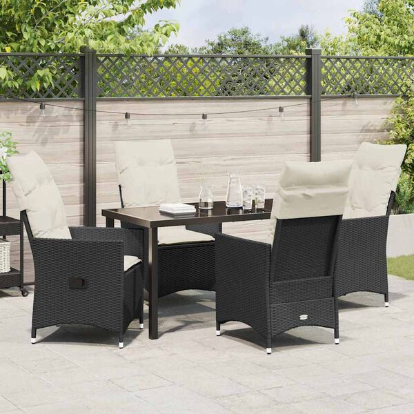 vidaXL Ensemble de salle &agrave; manger pour jardin 5 pcs Noir Poly rotin