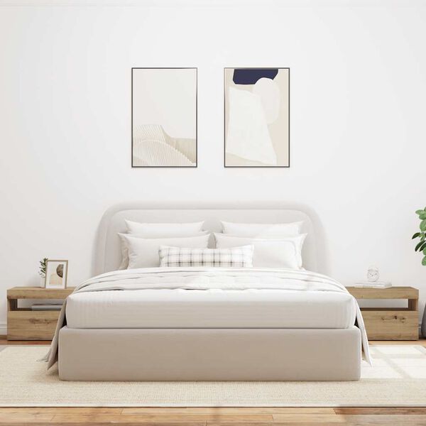 VidaXL Table de chevet avec lumi&egrave;res LED ch&ecirc;ne artisanal 60x35x40 cm