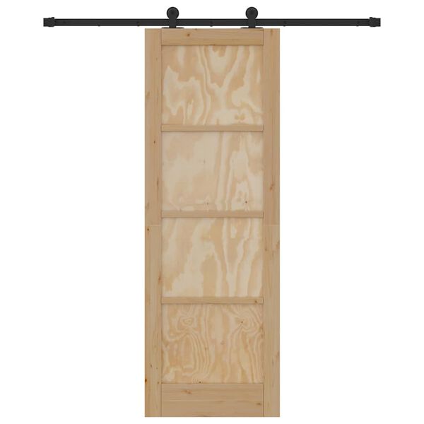vidaXL Porte coulissante Naturel et Noir 73,5 x 211 cm Pin massif