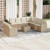 vidaXL Salon de jardin avec coussins 10 pcs beige r&eacute;sine tress&eacute;e