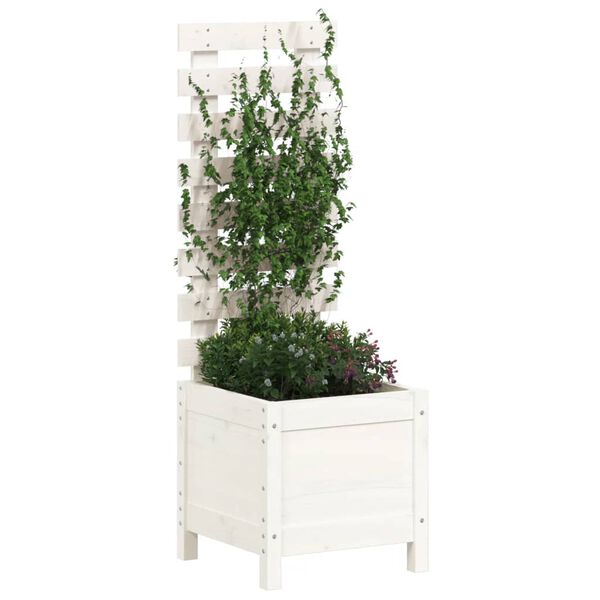 vidaXL Jardinière avec support blanc 39x39,5x114 cm bois de pin massif