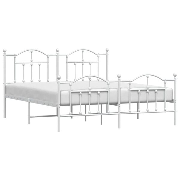 vidaXL Cadre de lit métal sans matelas et pied de lit blanc 180x200 cm