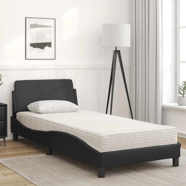 vidaXL Lit avec matelas Dover noir 90x190 cm similicuir