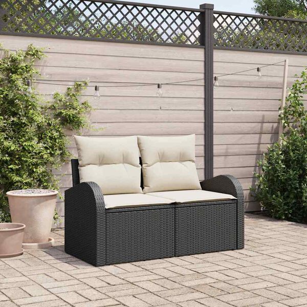 vidaXL Canapé de jardin Noir 124 x 62 x 69cm polyrotin