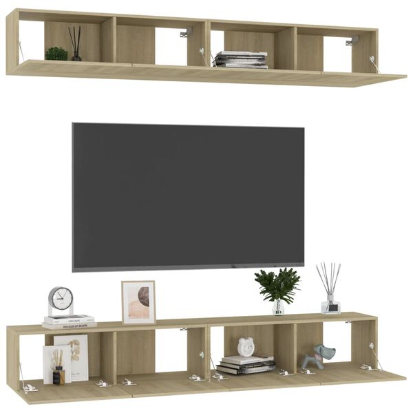vidaXL Meubles TV 4 pcs Chêne sonoma 100x30x30 cm Bois d'ingénierie