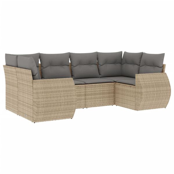 vidaXL Salon de jardin avec coussins 6 pcs beige r&eacute;sine tress&eacute;e