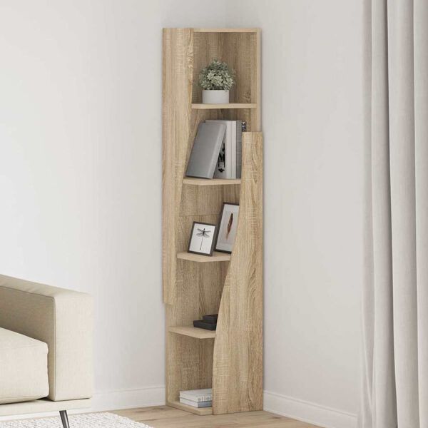 vidaXL Meuble d'angle Ch&ecirc;ne Sonoma 27,5x27x140cm Bois d'ing&eacute;nierie