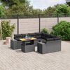 vidaXL Salon de jardin 9 pcs avec coussins noir r&eacute;sine tress&eacute;e
