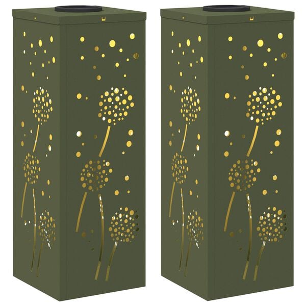 vidaXL Lumi&egrave;re de chemin LED solaire 2 pcs Vert olive