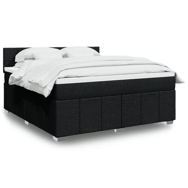 vidaXL Sommier &agrave; lattes de lit avec matelas Noir 180x200 cm Tissu