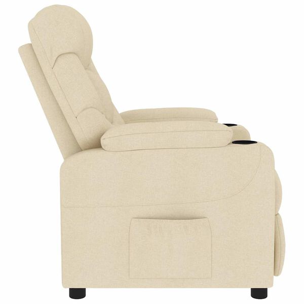vidaXL Fauteuil de massage Cr&egrave;me Tissu