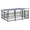 vidaXL Chenil d'ext&eacute;rieur avec toit pour chiens Acier 5,63 m&sup2;