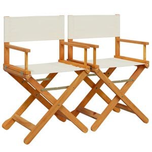 vidaXL Chaises de r&eacute;alisateur pliables lot de 2 blanc cr&egrave;me tissu