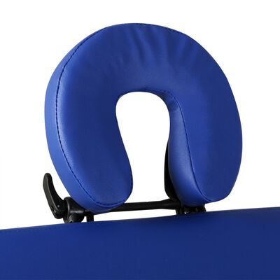 vidaXL Table de massage pliable Bleu 2 zones avec cadre en aluminium