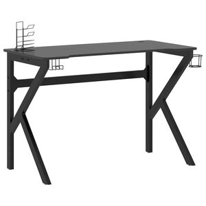 vidaXL Bureau de jeu avec pieds en forme de K Noir 110x60x75 cm
