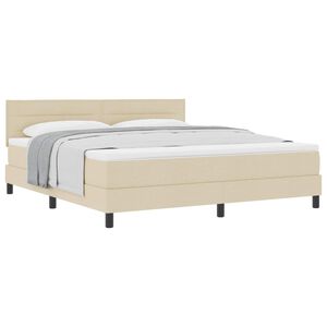 vidaXL Lit &agrave; ressorts avec matelas Cr&egrave;me 180 x 200 cm tissu